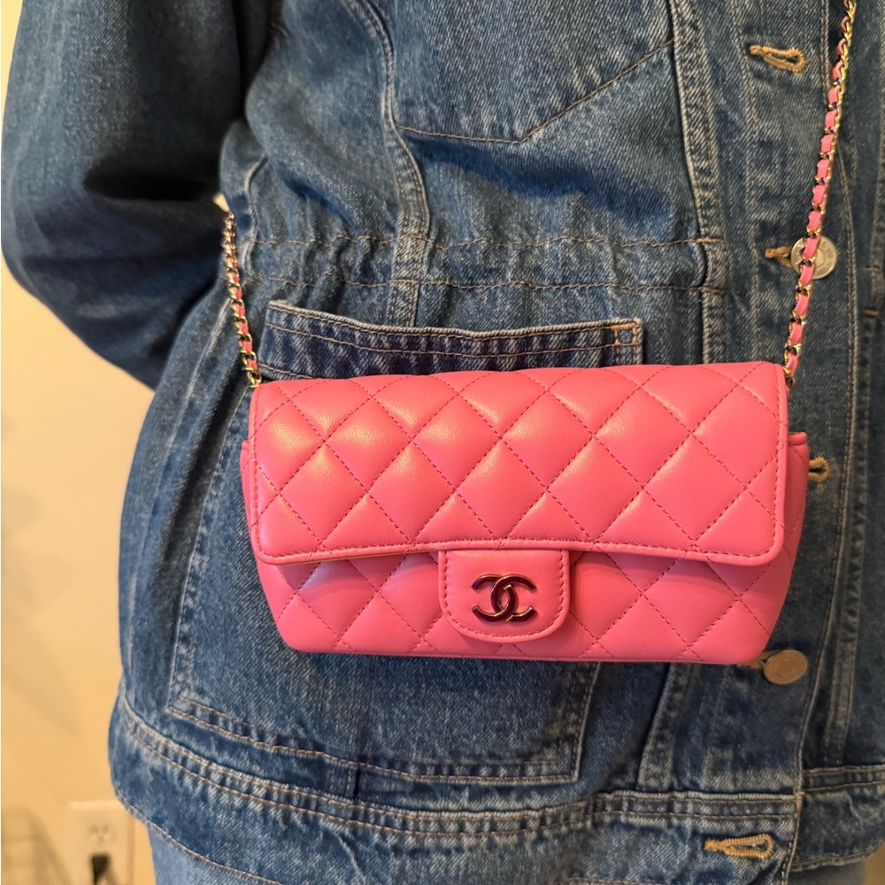 Chanel Pink sunglasses/ phone case Crossbody Bag with Elegant Design